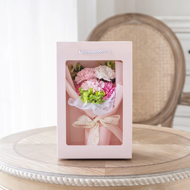 Unique Gift for her Never Withered Roses Soap Flower Bouquet 2 Balloons with Light Free Gift Box