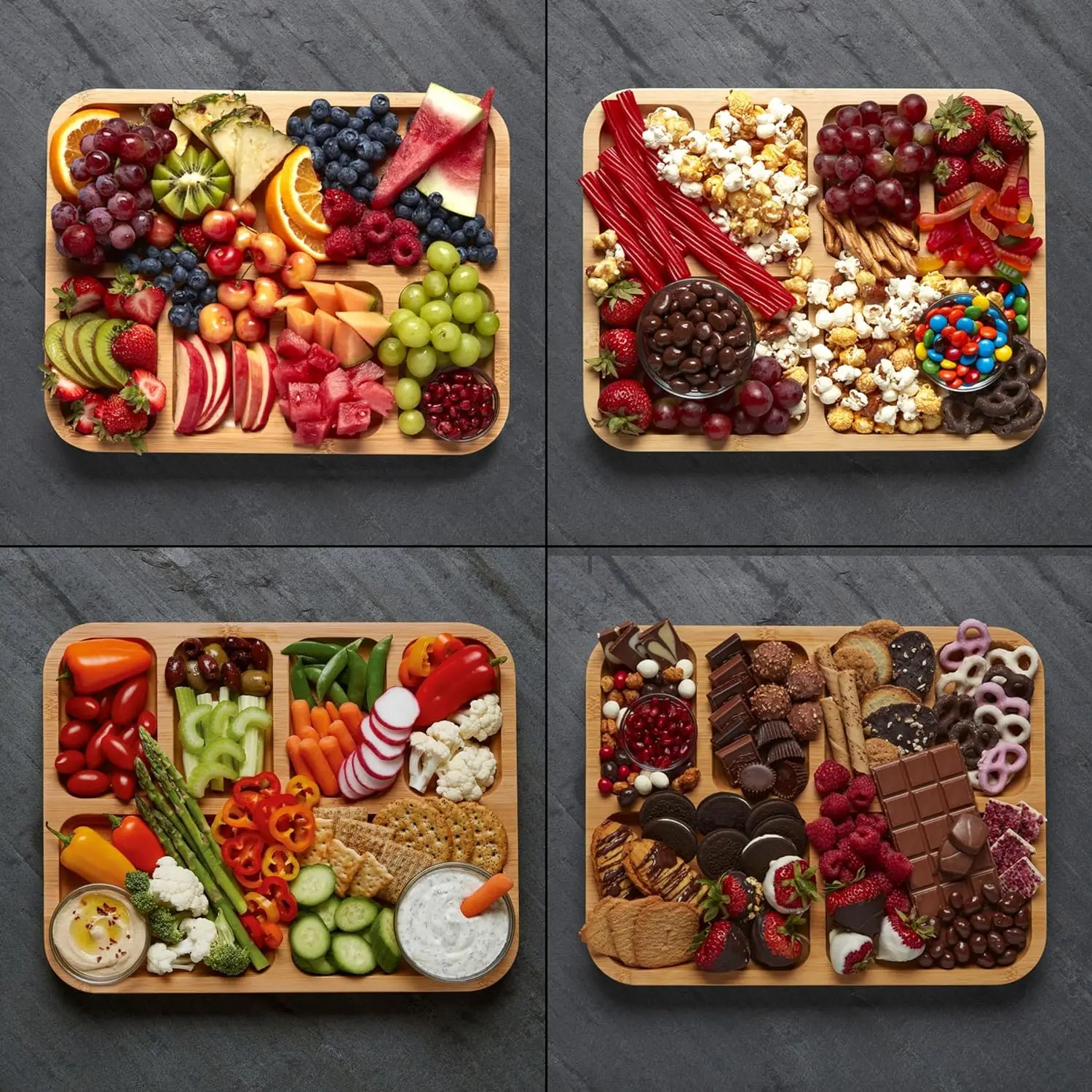 Bamboo Chopping Board with Transparent Locking Lid Bamboo Charcuterie Board Set