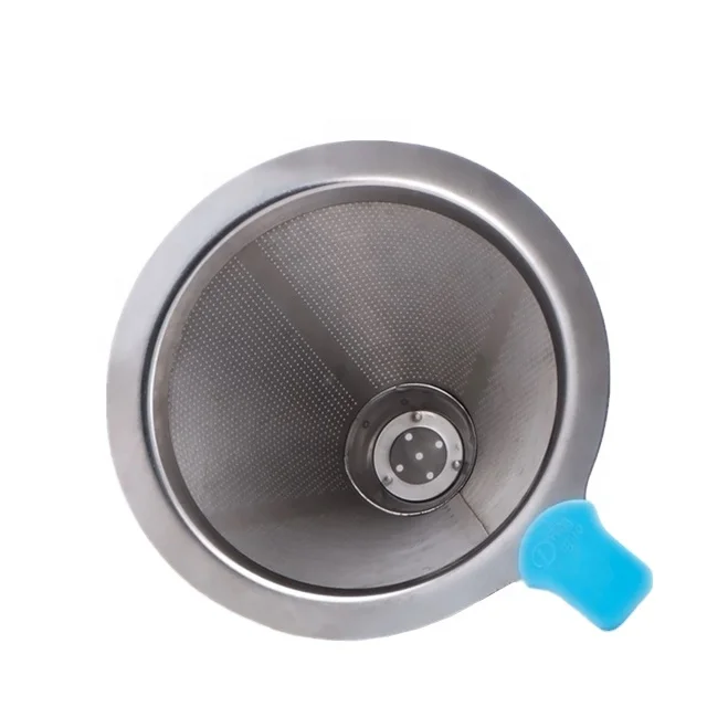 Diguo 2022 Hot Selling Blue Color Double Layer Stainless Steel Mesh Coffee Tea Funnel Filter Basket