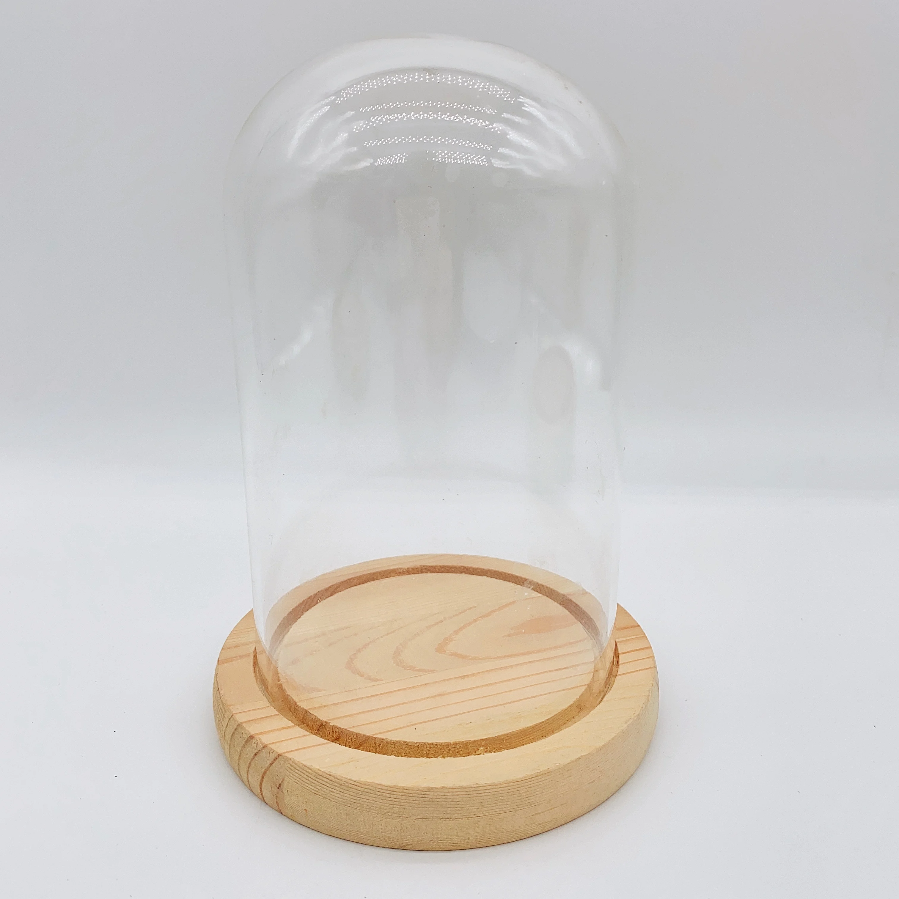 Wholesale Forever Flower Roses Preserved Roses Glass Dome Baubles Hand Blown Large Clear Cloche Glass Dome With Wooden Base