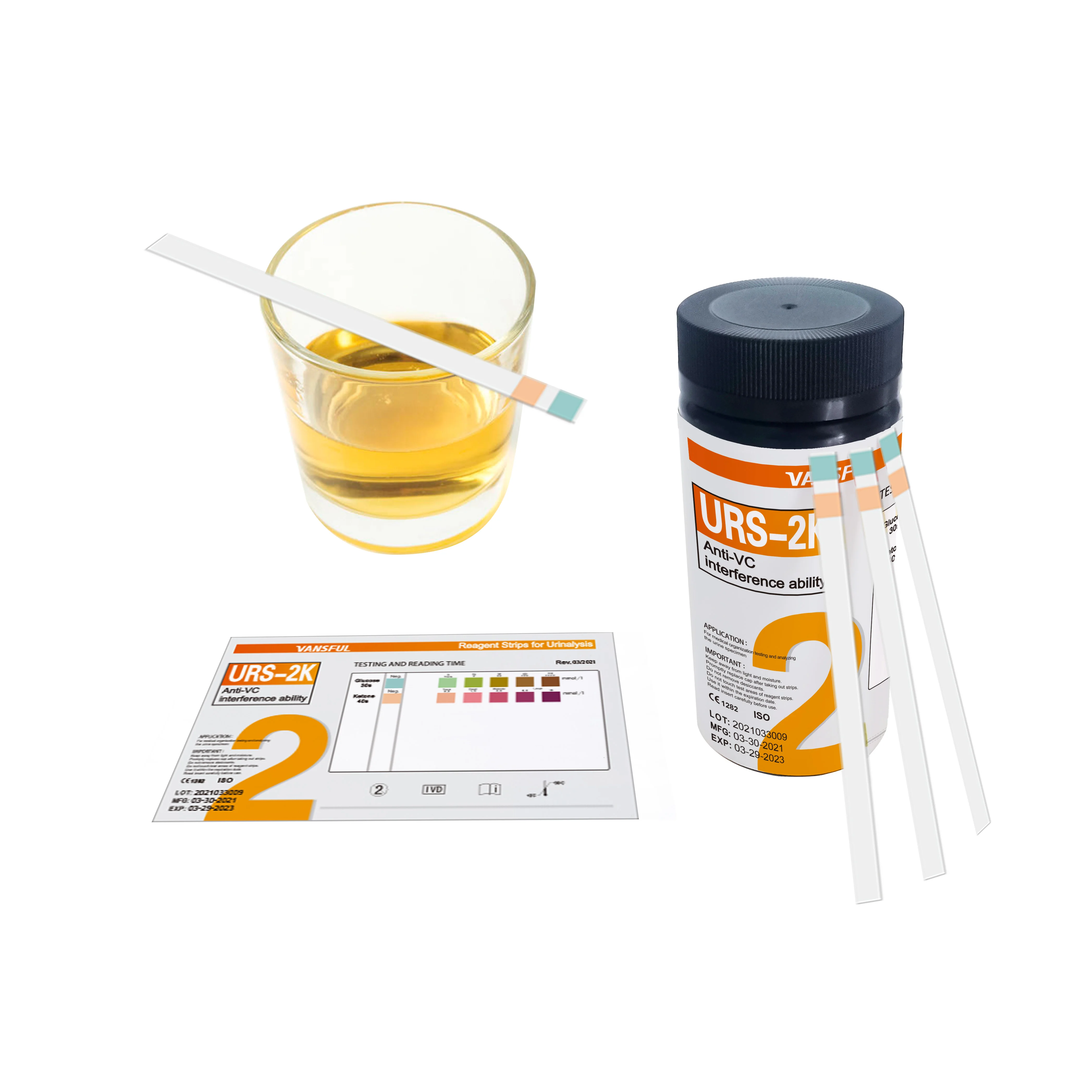 Widely Used Glucose and Ketone Reagent Test Strips URS-2K for Urine Test Diabetic Test Strips