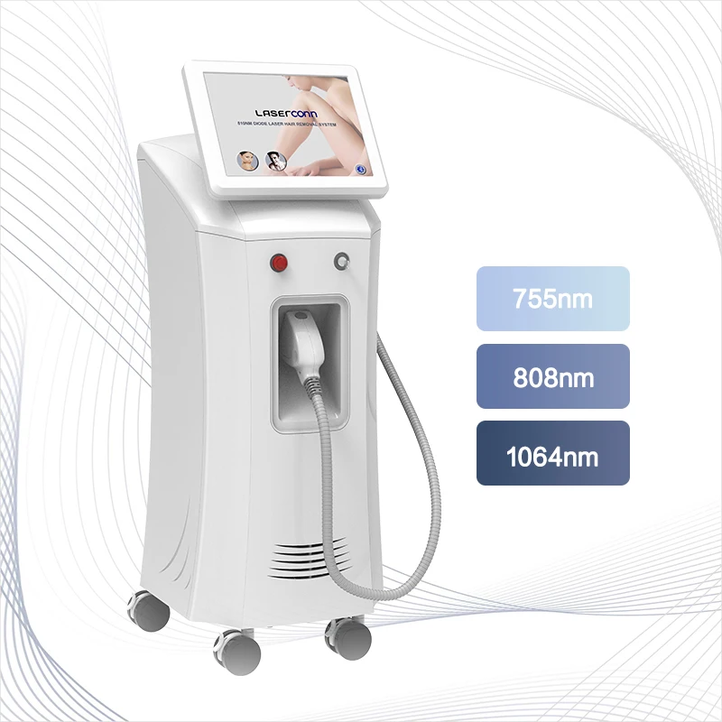 Vertical model diode laser hair removal machine for 808nm/ 1064nm all skin type