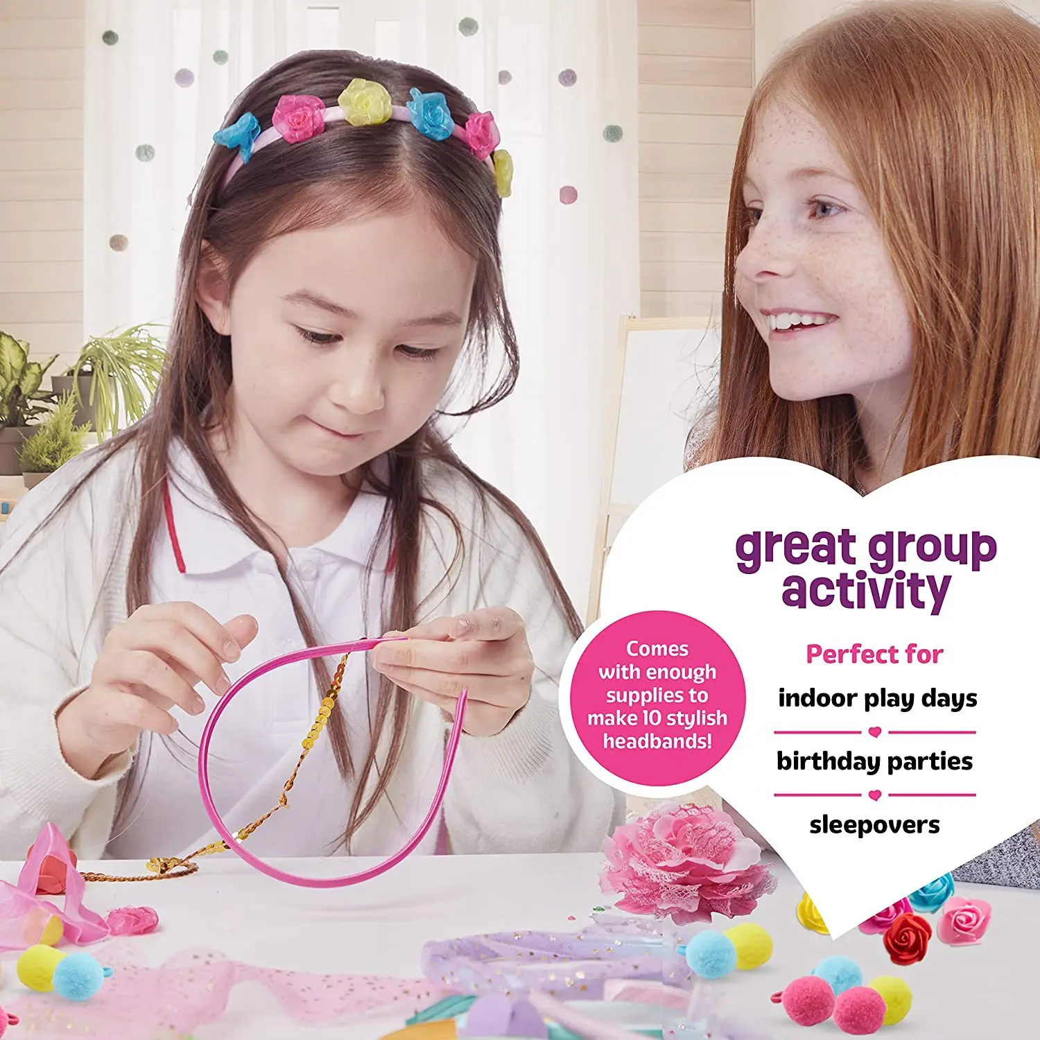 Girl Use Plastic Headbands Jewelry Making Kit For Girls DIY Hair Accessories Set