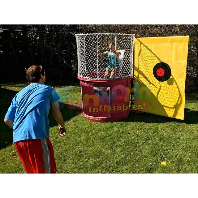 Cheap Portable Water Games Inflatable Bouncer House with Pool dunk tank Machine