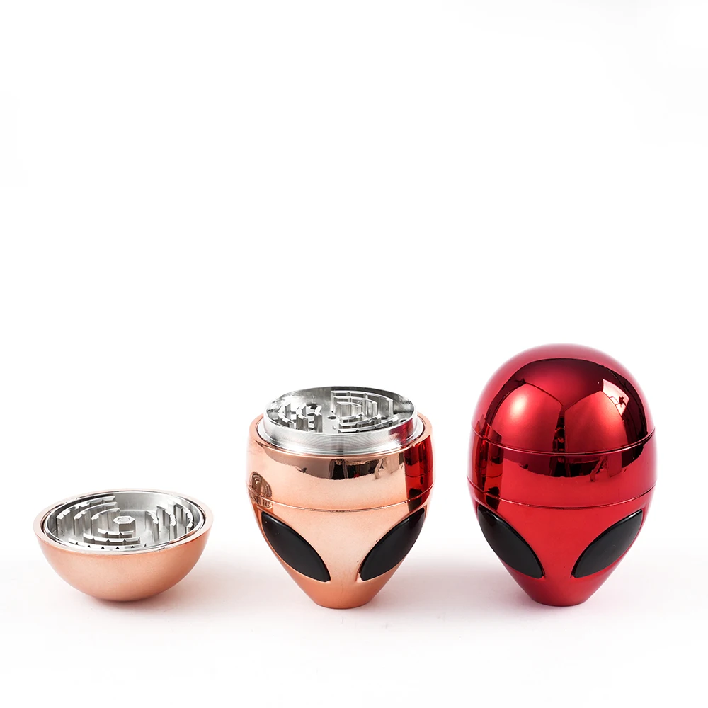 Wholesale High Quality Custom Logo 65mm-4 Alien Metal Herb Grinders Zinc Alloy Alien UFO Tobacco Grinder