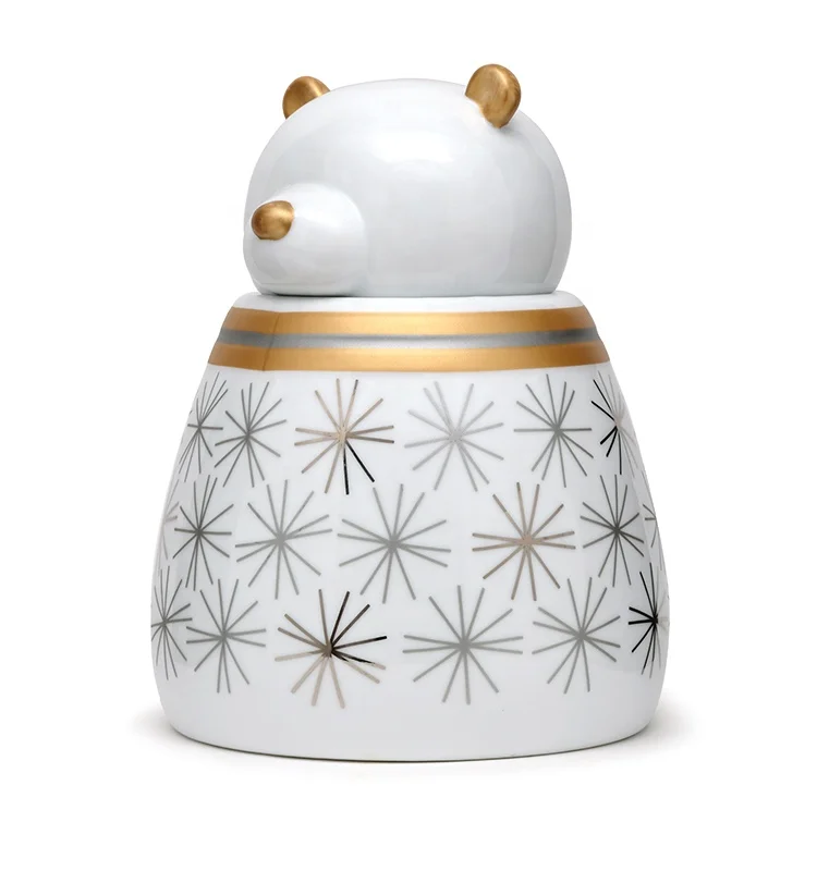 3D Christmas kitchen coffee/tea/sugar gift canister jar with golden silver handpainting