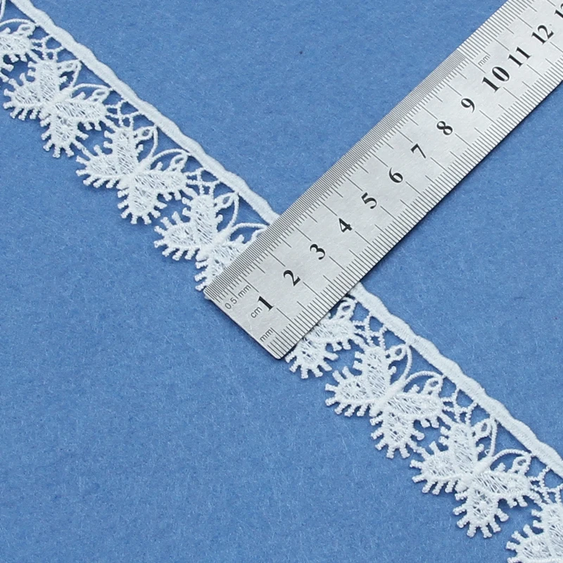 Factory high quality white African polyester trimming wave embroidery lace trim for wedding party dress border decoration