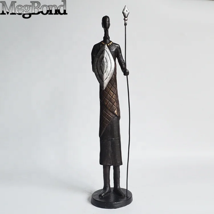 Casting iron metal Primitive African Soldier handicraft figurine for ornaments, Abstract cast iron  Sculpture