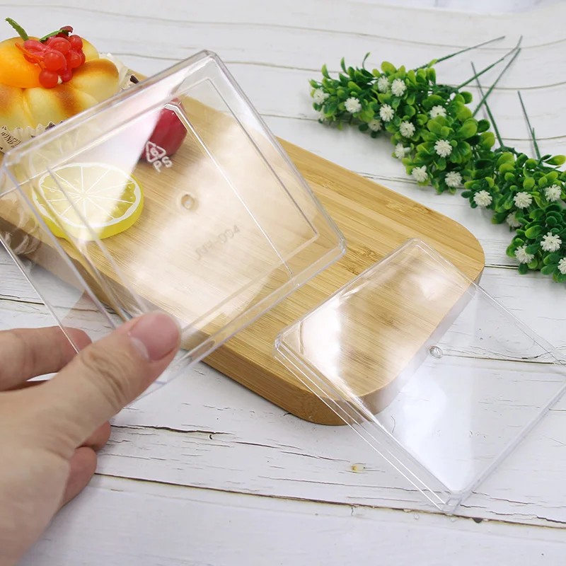 Custom ps hard transparent plastic wedding party candy cookie cake square dessert packaging clear container with lid