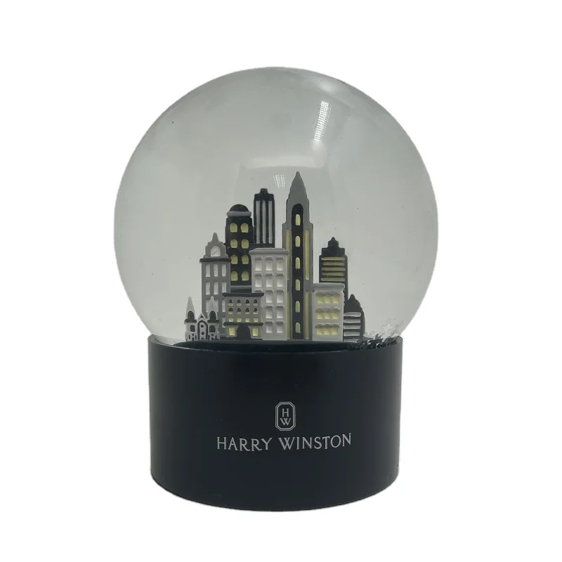 Custom Resin Souvenir Building Water Globe Christmas New Year Gift Resin Crafts Brand Custom Snow Globe