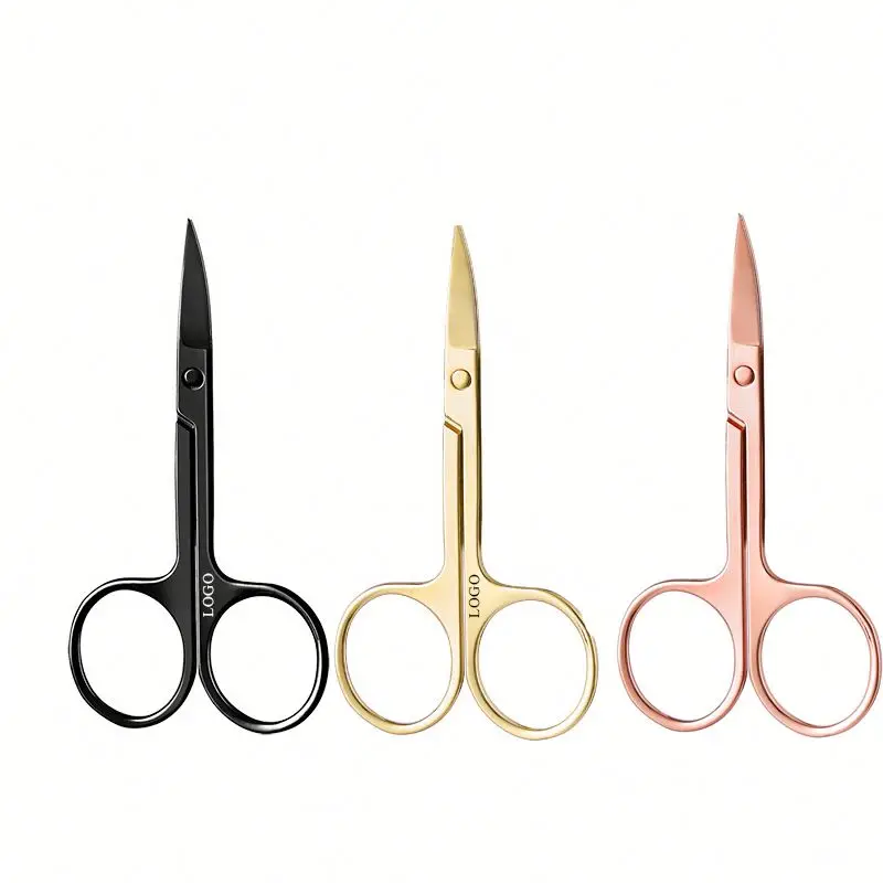 Stainless Steel Custom LOGO Eyelash Eyebrow Trimmer Nose Hair Trimming Makeup Tool Beauty Scissors