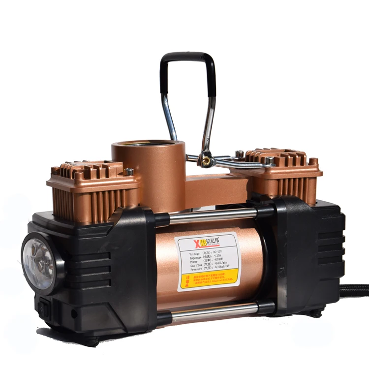 Автомобильный воздушный компрессор с двойным цилиндром, насос для шин, автоматический воздушный насос для грузовиков или мотоциклов со светодиодной подсветкой