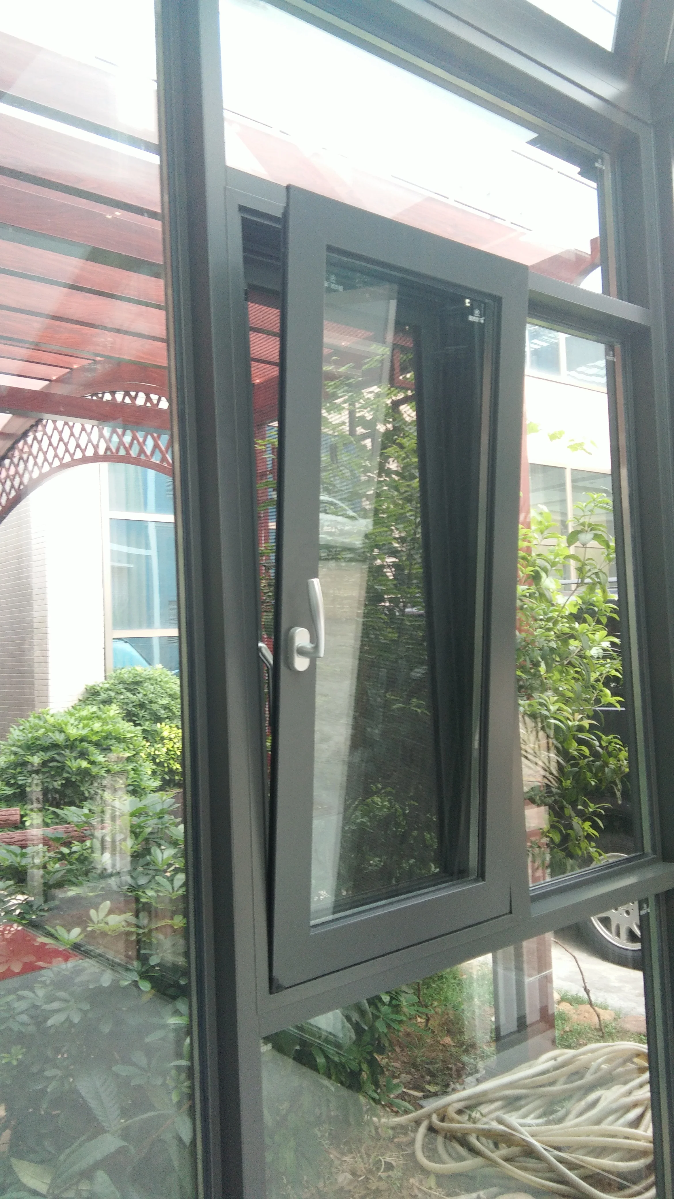 
aluminum french glass round security sound proof triple glazed awning window design 