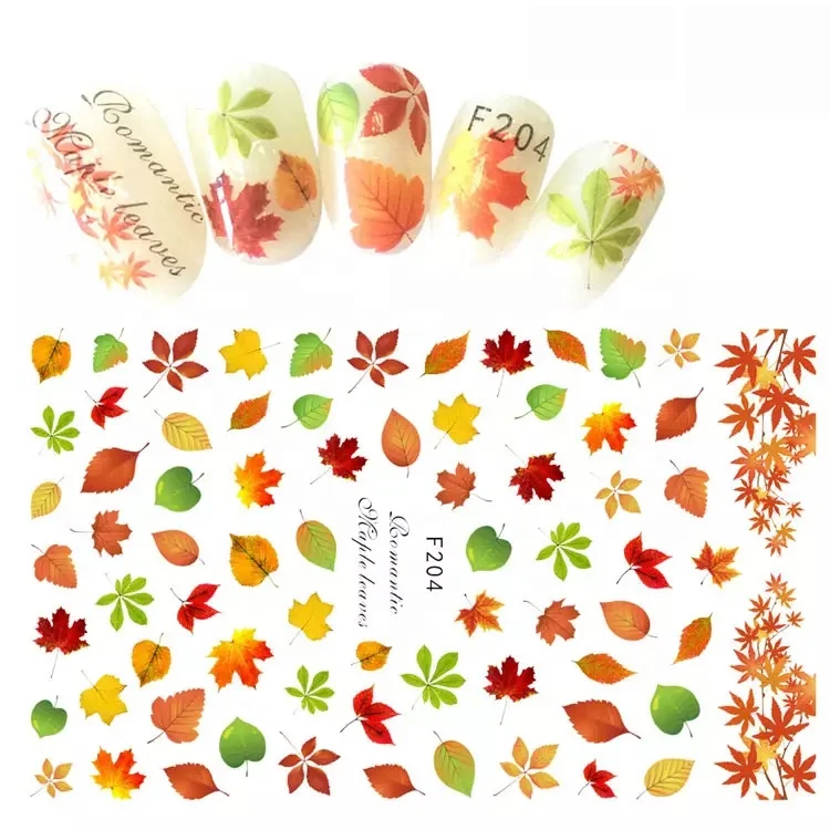 Nail Art Decals Autumn Fall Maple Leaves Nail Stickers For Nail Decoration
