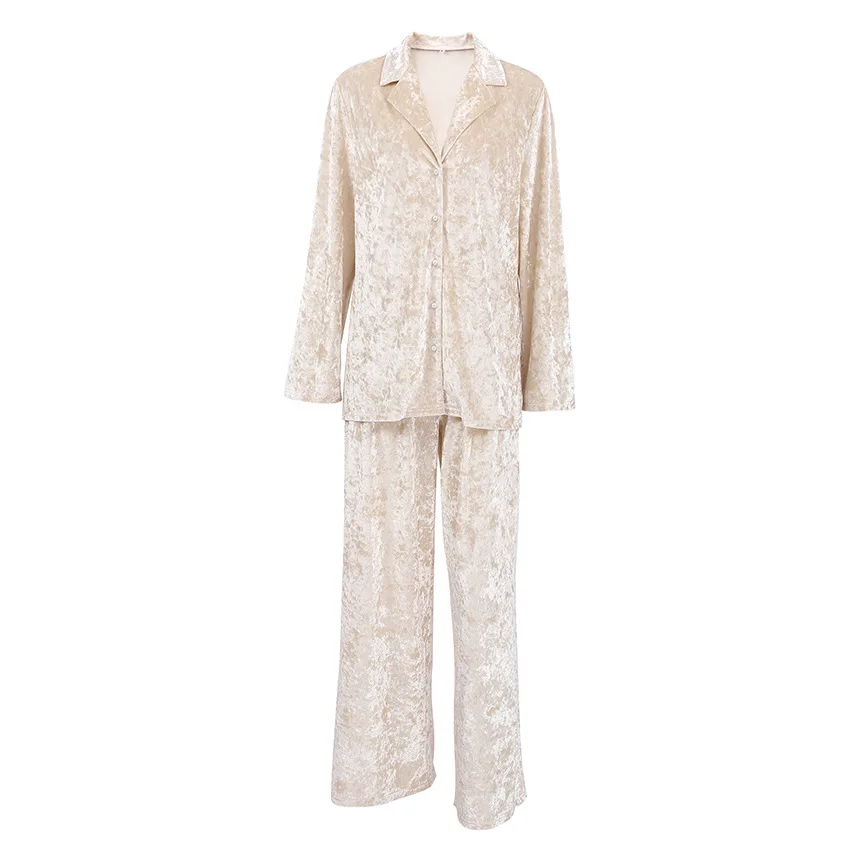 New arrivals women  two piece warm pajamas thick velvet loungewear winter fuzzy pyjamas set