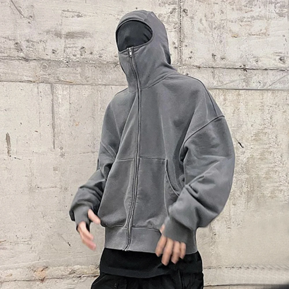 Оптовая продажа, худи всех цветов, французские товары первой необходимости, махровая толстовка с капюшоном на плечах, на молнии, дизайнерская стирка, Мужская толстовка большого размера