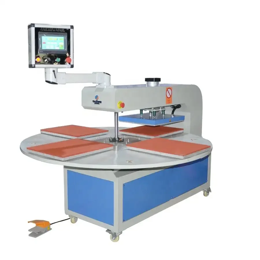 4 Station Turntable Rotary Transfer Heat Press Sublimation Printer Automatic Heat Press Machine For t-Shirt 4 Heads