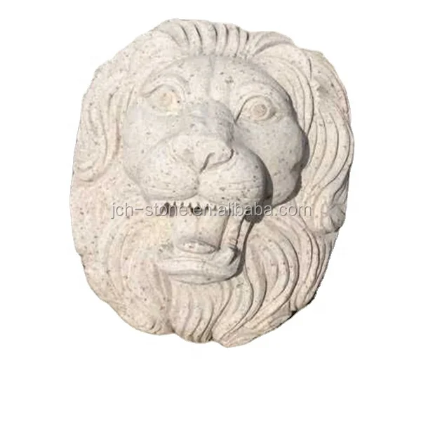 granite stone water spray lion animal head wall fountain