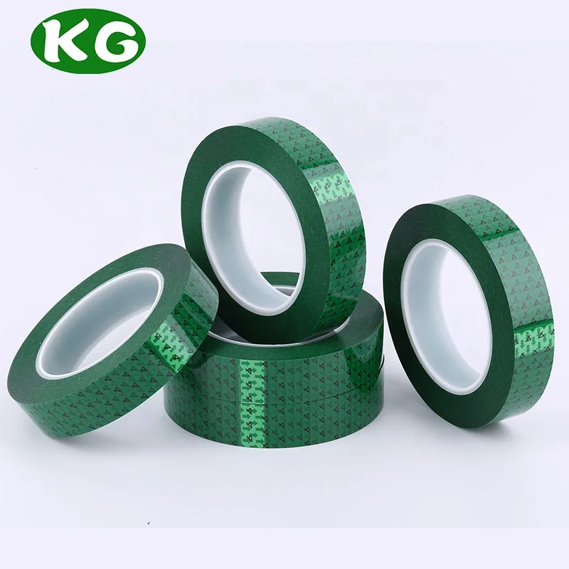 Green Polyester Film Silicone Adhesive Pet Masking High Temperature Tape For Powder Coating