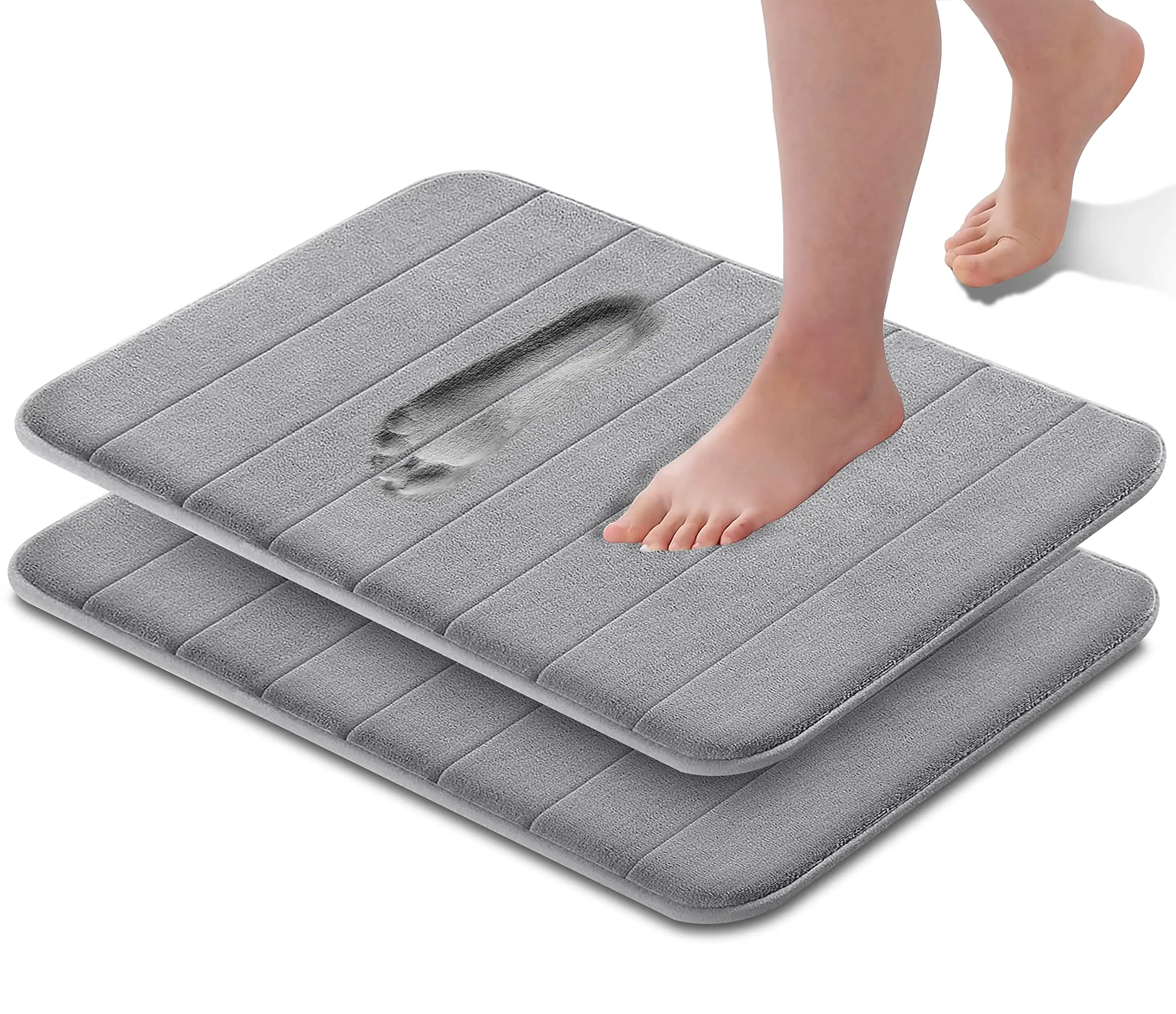 Memory Foam Bath Mat Water Absorbent Shower Mat, Thick Bath Rugs for Bathroom Non Slip with PVC Backing Ultra Soft Bathroom Rugs