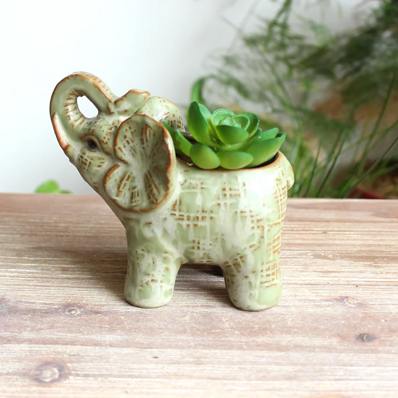 Ceramic glazed fleshy flowerpot Animal elephant fleshy plant Pottery small flowerpot fleshy flowerpot
