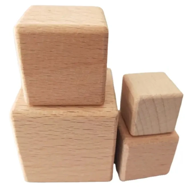 unfinished blank blocks arts and crafts custom logo blocks nature color wooden cube