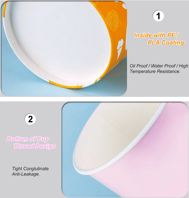 3oz 4oz 5oz 6oz Recyclable Compostable Single Wall Ice Cream Cup Paper Disposable Take Away Small Pink Ice Cream Cup