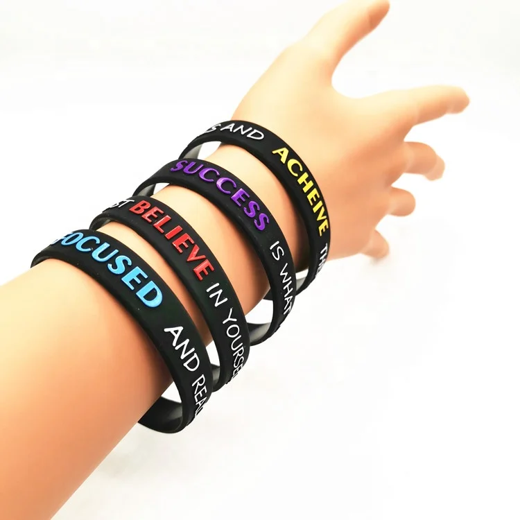 Customized Debossed Wristband Success  Achieve Focus Motivational Inspirational Rubber Wristbands Silicone Bracelets For Gift