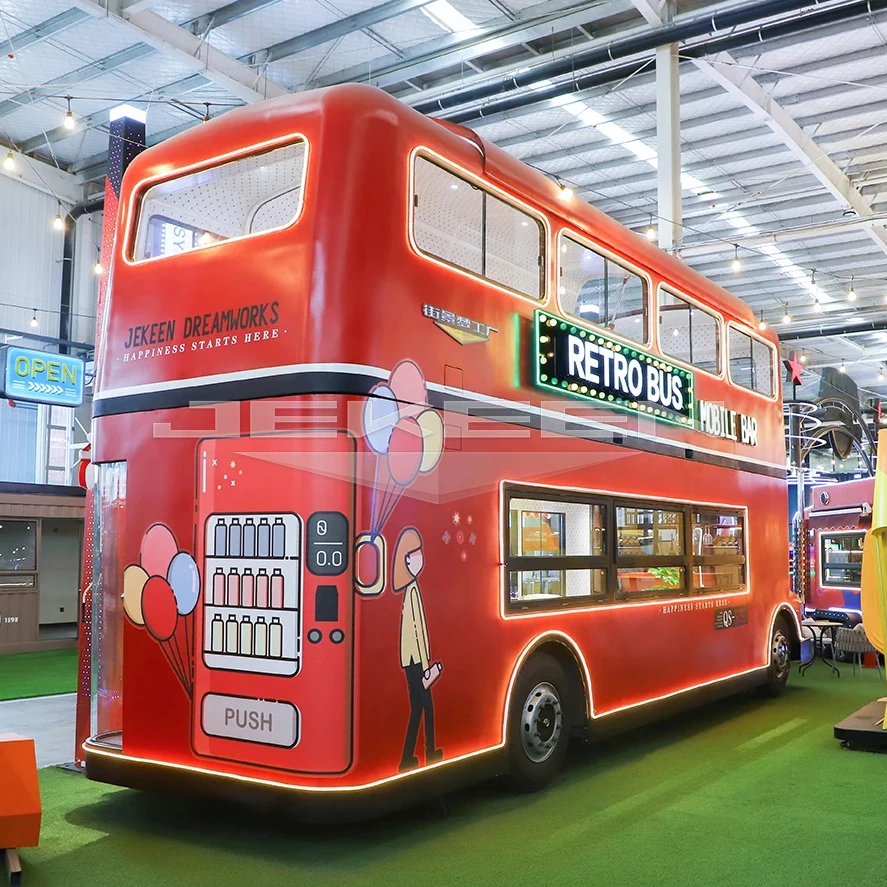 JEKEEN Restaurant Trolley Street Mobile Vendor Food Cart Trailer Fully Equipment Snack Food Shop Cart With Wheels For Business