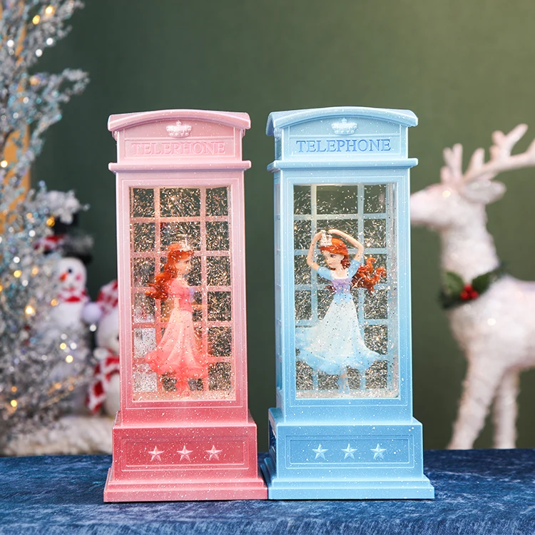 New Design Christmas Latest lamp Gifts Telephone Booth USB & Musical Lights Snow Globe Water Lantern