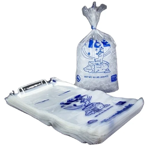 Plastic Ice Bags with Cotton Draw String 12 x 21 Inch Heavy-Duty Storage Bags with Draw String