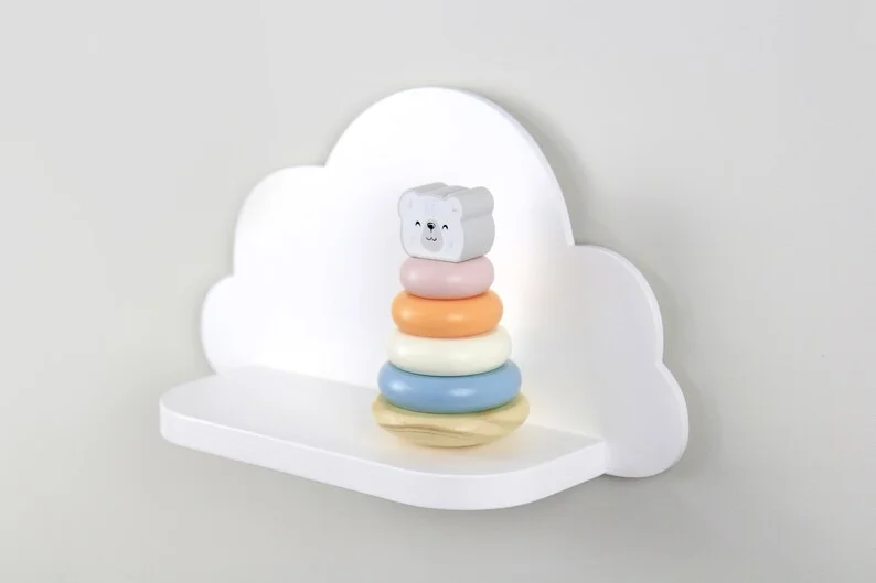 Wall Shelf Wooden Cloud Shelf Hanging Display Cloud Decor Cloud Shelf for Living Room Bathroom Bedroom
