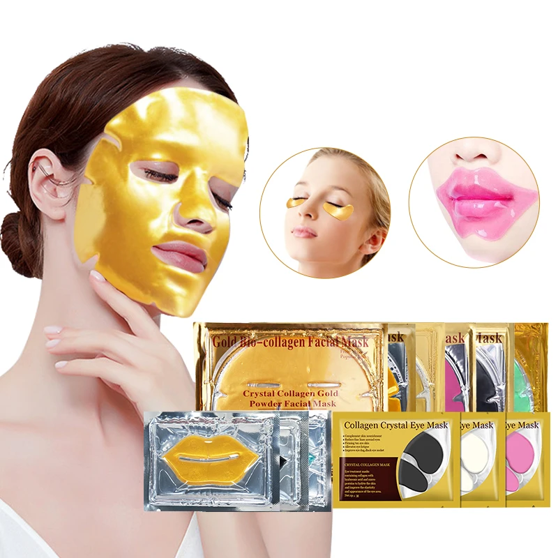 OEM Skin Care Water Hydrating 24k Gold Gel Jelly Collagen 3D Face Mask Cosmetic Facial Sheet White
