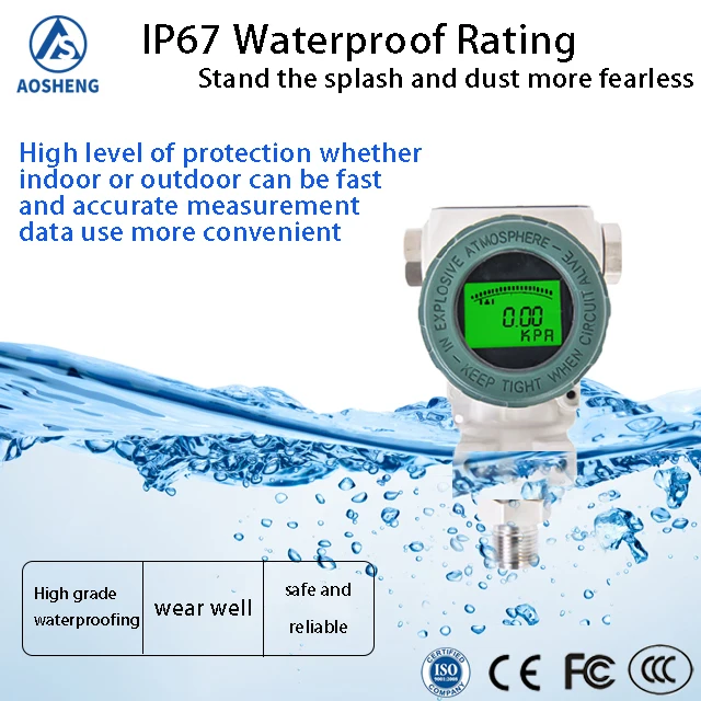 AOSHENG China Pressure Transmitter 4-20ma Pressure Indicating Transmitter Absolute Analog Digital Water Oil Air Pressure Sensor