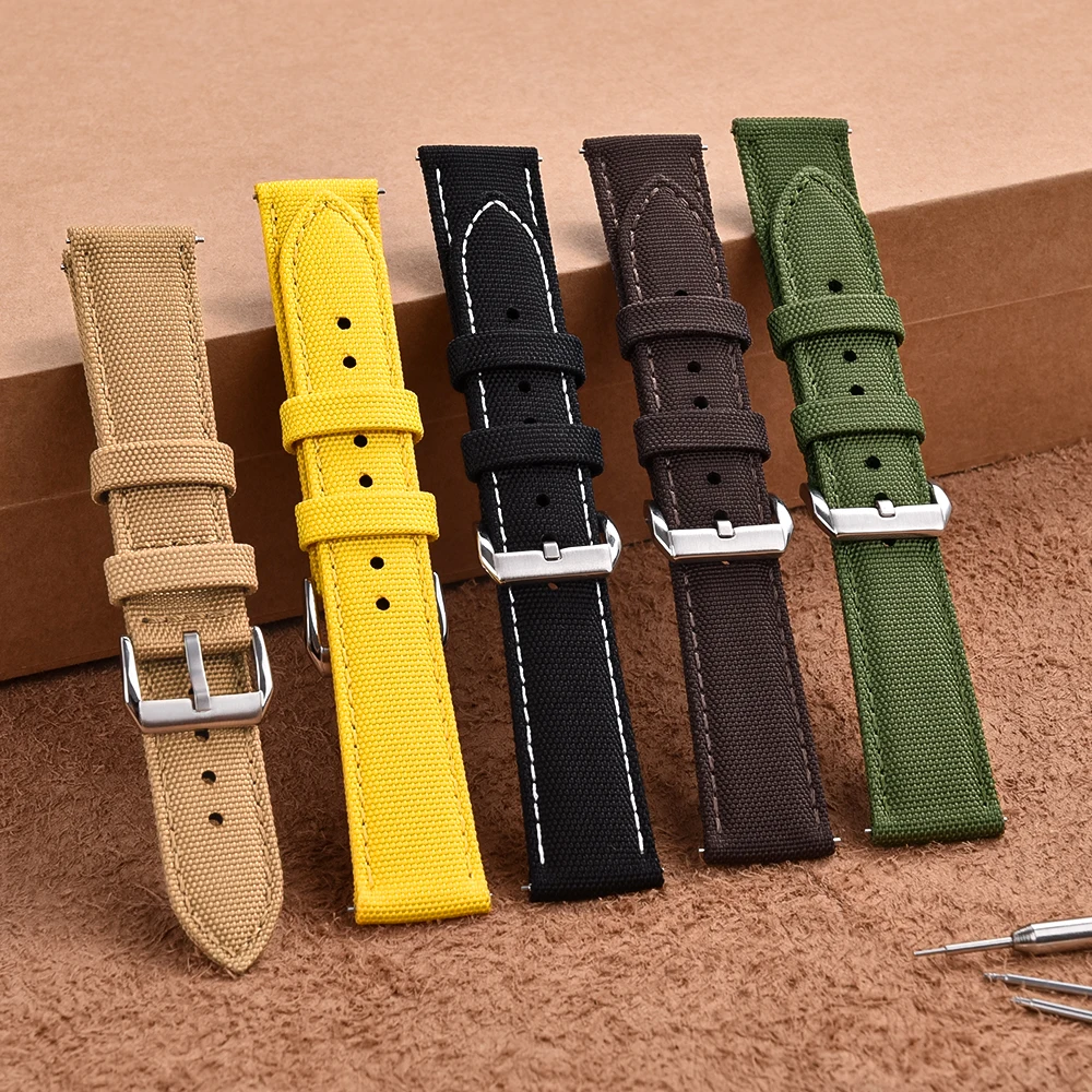 JUELONG 20mm 22mm Sport Fabric Watch Band Quick Release Waterproof Sailcloth Watch Strap