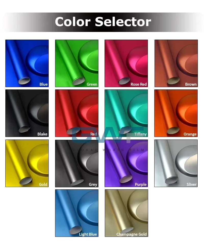 PVC Material Matt Chrome Metallic Pink/Red/Orange Car Wrap Vinyl Film Stickers 1.52*17m/Roll