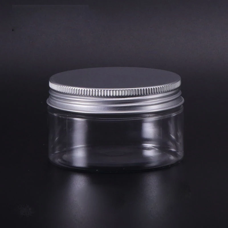 hot sale cosmetic jar containers 30ml 50ml 100ml 150ml 200ml 500ml 1000ml clear PET plastic sugar scrub jar with black screw lid