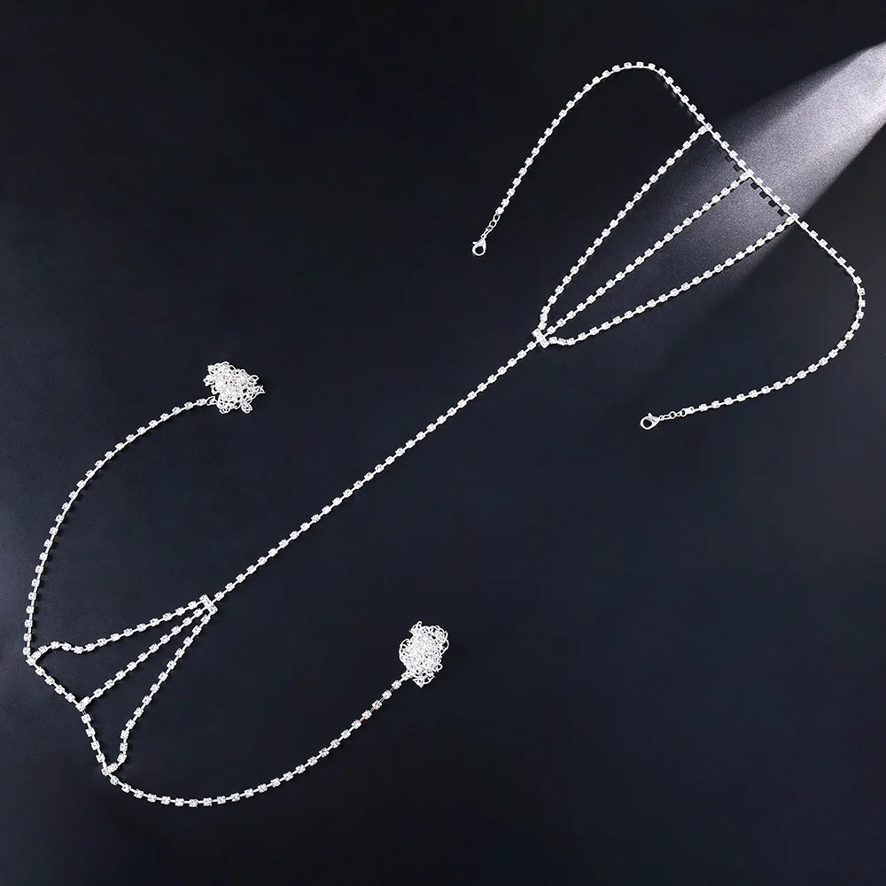 Sexy Crystal Tassel Waist Chain Bikini Lingerie Accessories Summer Rave Rhinestone Body Chain Dress Jewelry for Women