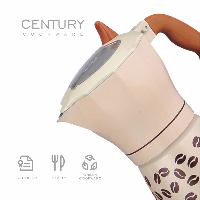 CENTURY 3-Cup Classic Italian Aluminum Moka 150ml Portable Gas/Ceramic Stove Easy Carry Simple Operation Business Coffee Maker