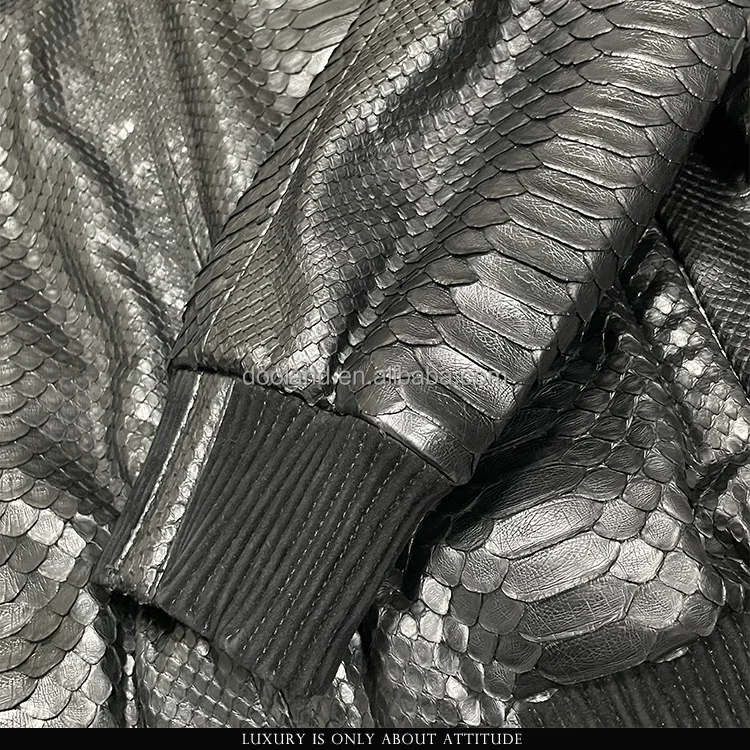 Luxury real python snake skin genuine python leather men bomber jacket, luxury leather jacket men, men bomber leather jacket