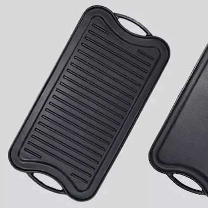 Посуда для сада чугунная Двусторонняя гриль барбекю антипригарная сервировочная посуда стейка