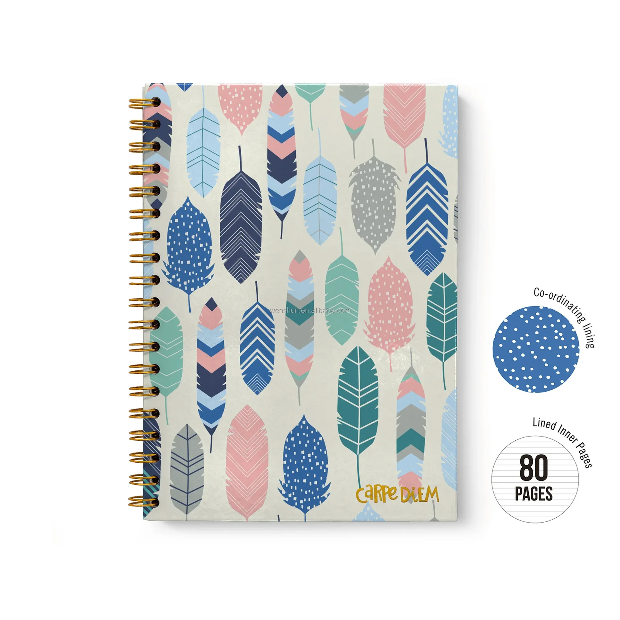 Wholesale Cheap Hardcover Ruled Woodfree Paper Feathers B5 Notebook