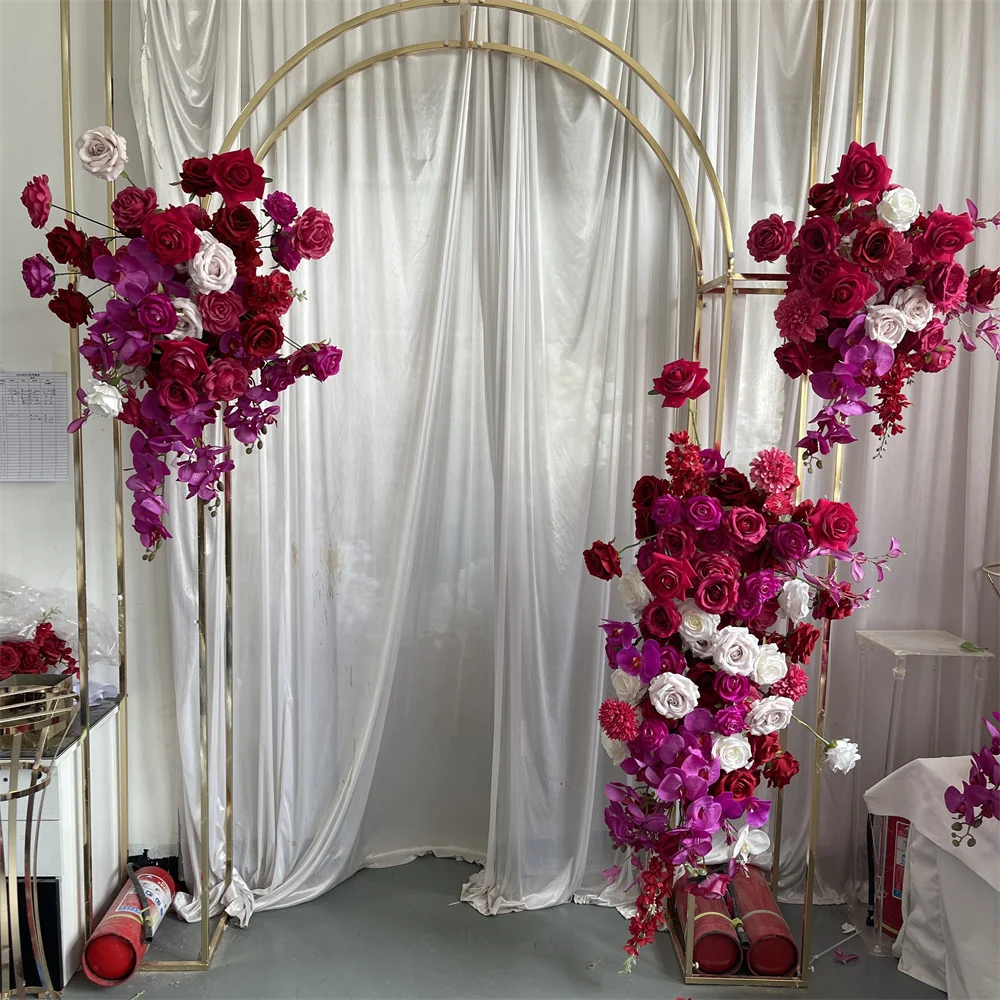 IFG Wedding Decoration Elegant Artificial Fuchsia Wedding Flower Arch Decorative Florals Panel