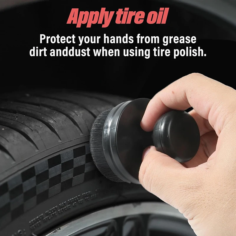 Black Seal Design with Cover Auto Tire Accessories Soft Detailing High Density Portable Car Cleaning Brush Dust Removal Brushes