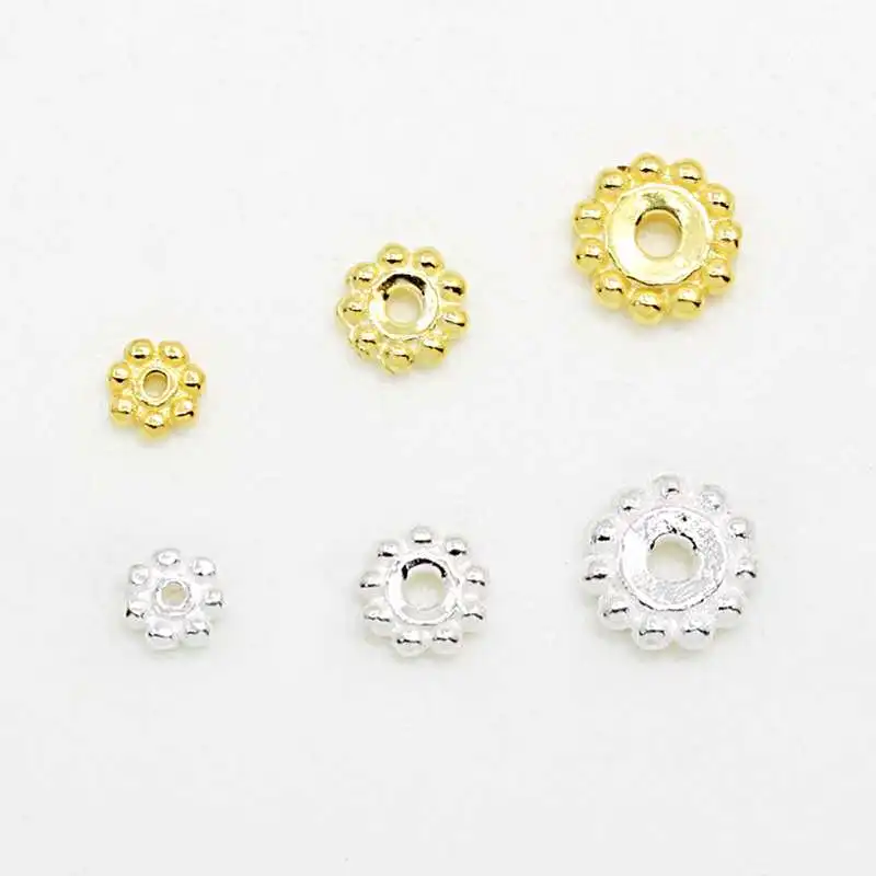 925 Sterling Silver Round Circle Flower Beads DIY Bracelet Necklace Bangle Spacer Beads For Jewelry Making