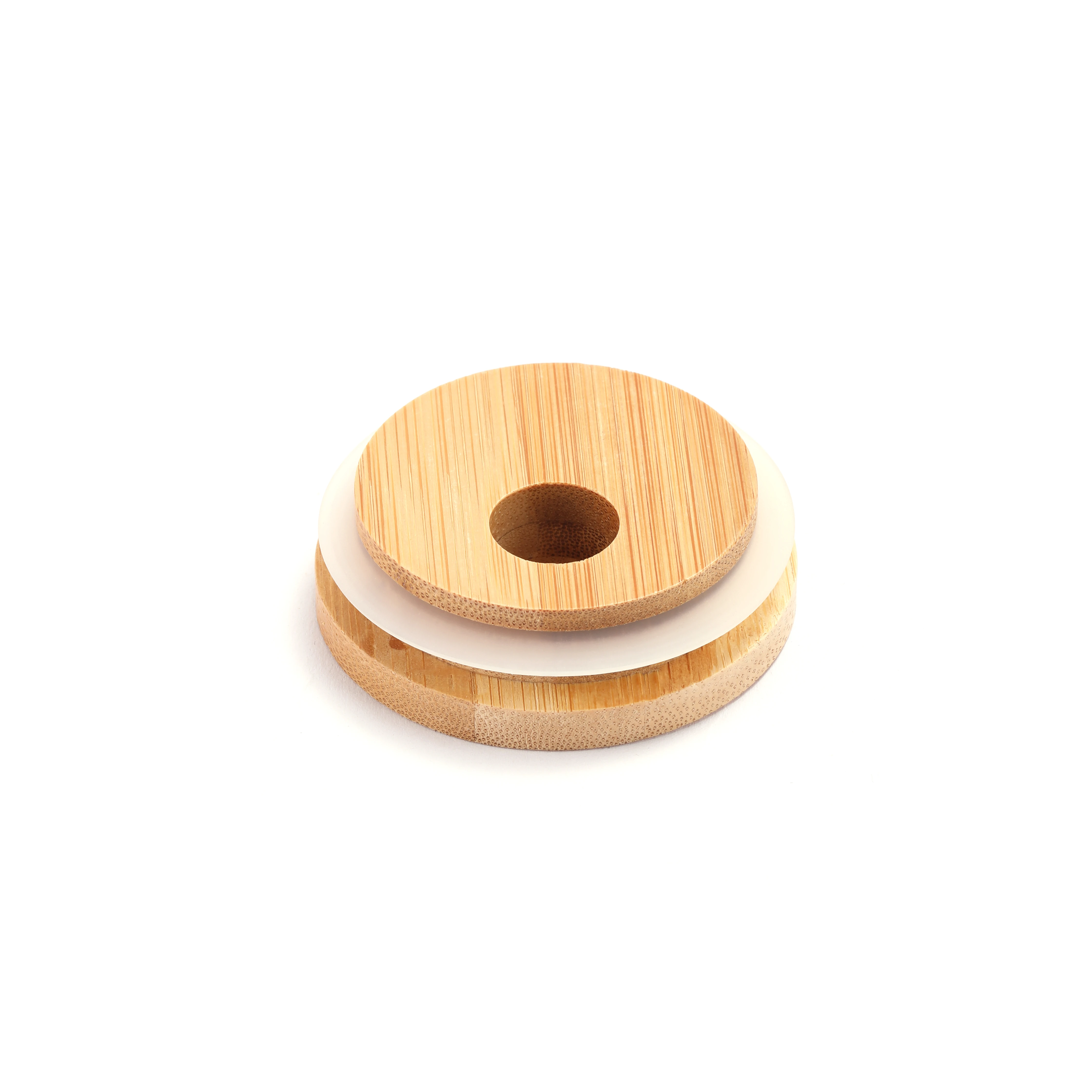 Hot Sale Bamboo Lid With Straw Hole Wood Cover For Glass Jar bamboo lids with straw hole