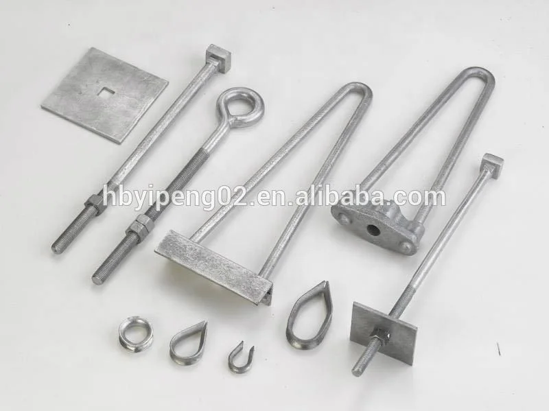 Overhead Line Accessories Stay Rod with Bow cross-head Hot dip galvanized Bow Stay rod for Stay set