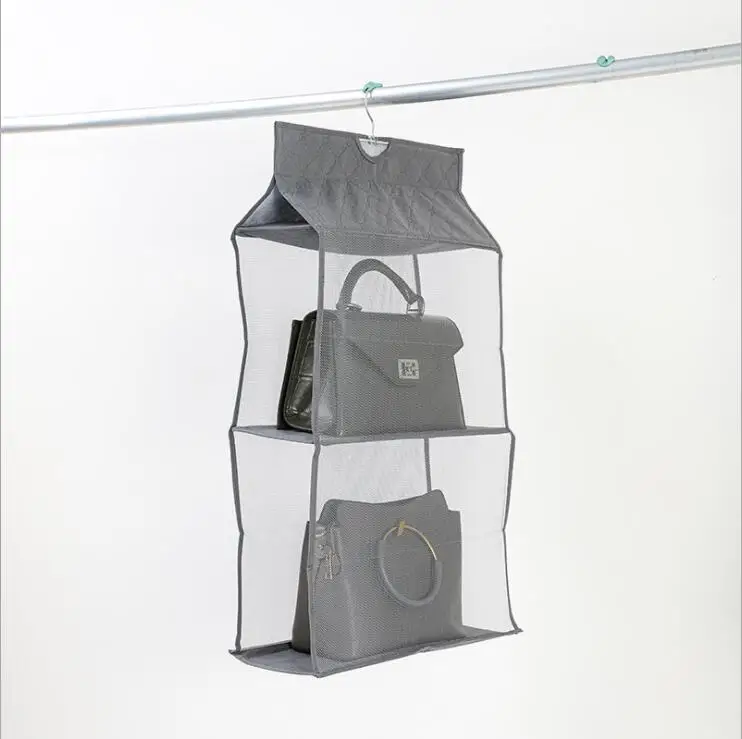 Hanging Handbag Organizer Dust Proof Storage Holder Bag Wardrobe Closet for Purse Clutch with 6 Larger Pockets for Organizing