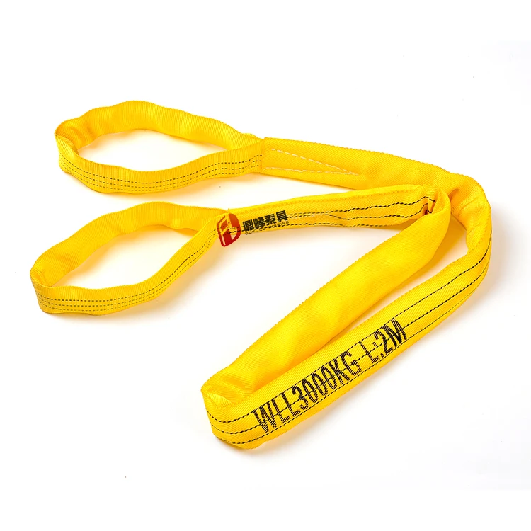 3 Ton 3M Or OEM Length Polyester 3T Round Lifting Sling Raw Material Belt Yellow Color Safety Factor 8:1 7:1