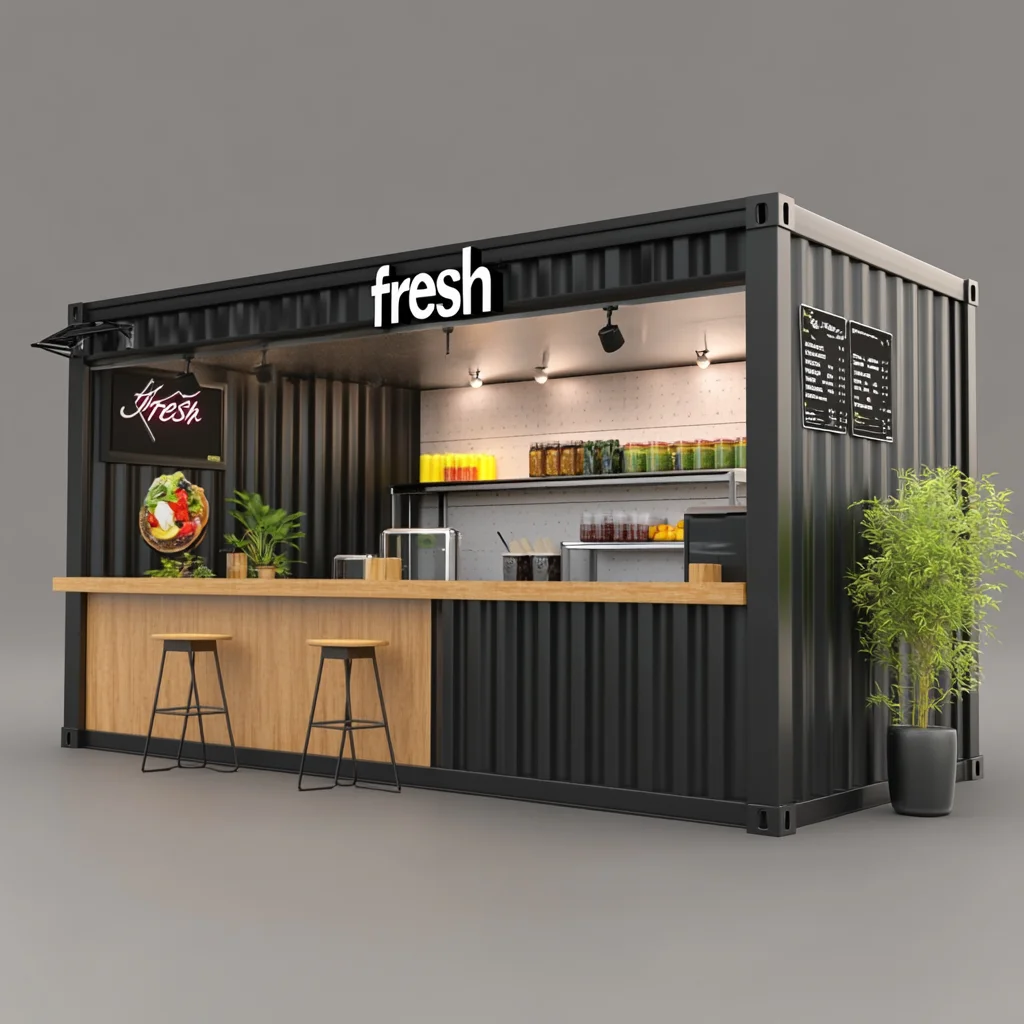 Hot Sale 40ft & 20ft Expandable Container Industrial Style Mobile Coffee Shop Made of Steel Sandwich Panel for Outdoor Kiosk Use